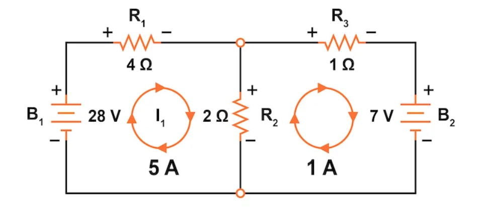 Circuit with Corrected Mesh Current Direction for I2